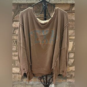 Free People We The Free Camden Pullover Sweatshirt-L-Texas Edition